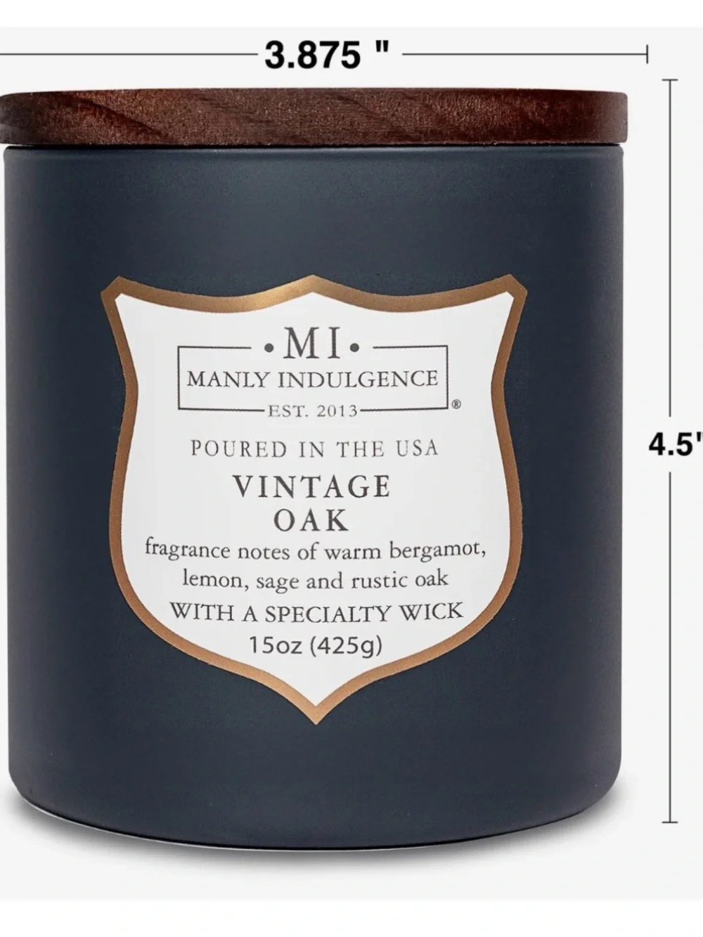 Vintage Oak Scented Candle with Wood Wick 15oz.